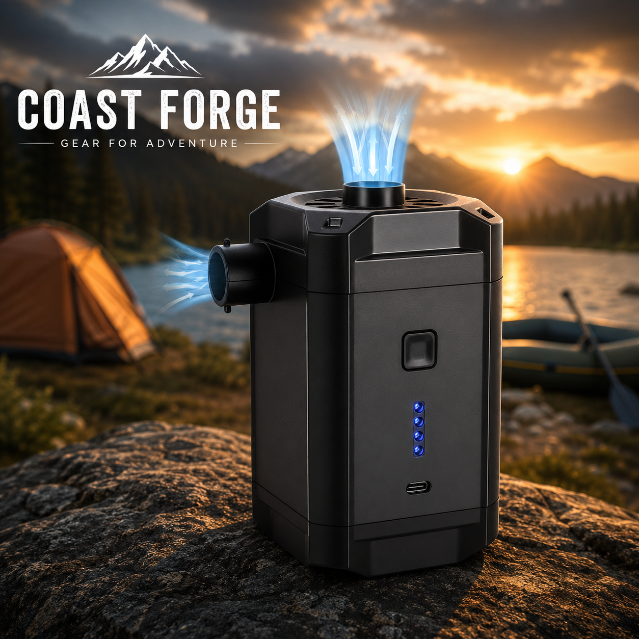 elektrische luftpumpe zelt Tragbare für Camping, Bike & Outdoor – CoastForge sozialkompetenz Color:Matte Black Frame & Silver Lens Ersatzteile | Hängematten &