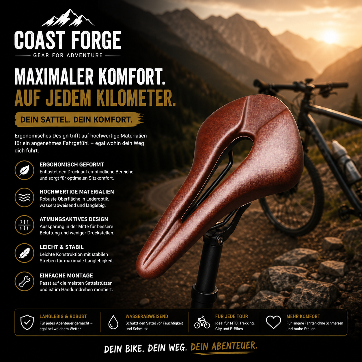 Ergonomischer Fahrradsattel für lange Touren