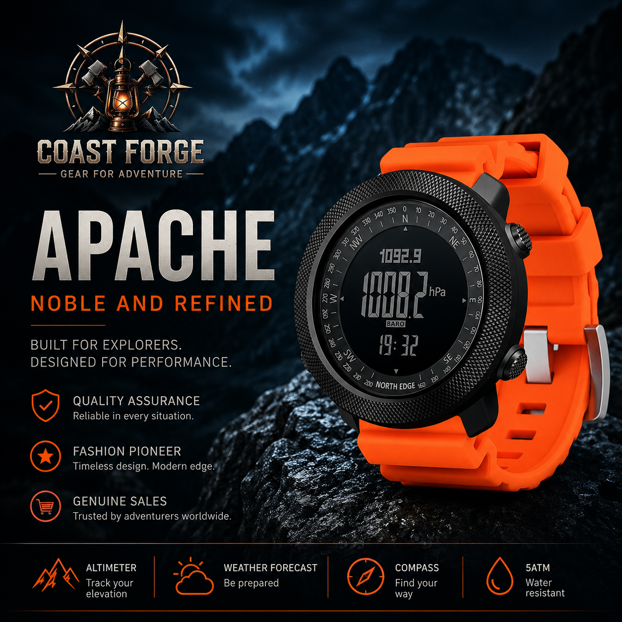 APACHE Outdoor Sportuhr für Trekking & Survival