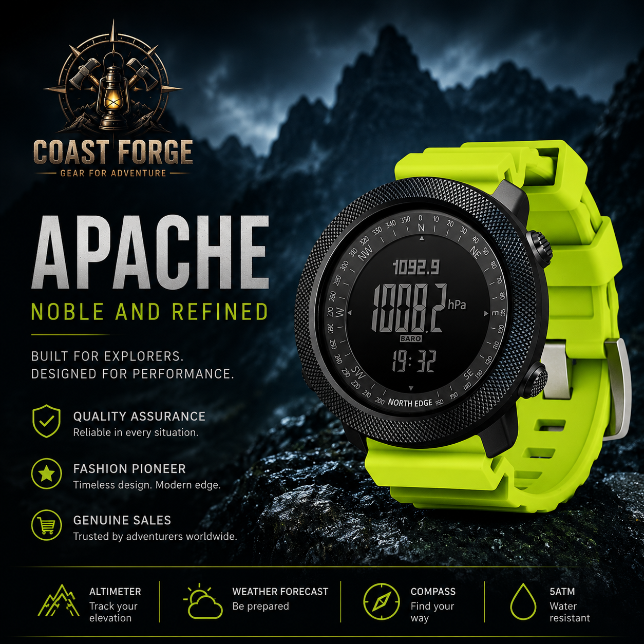 APACHE Outdoor Sportuhr für Trekking & Survival