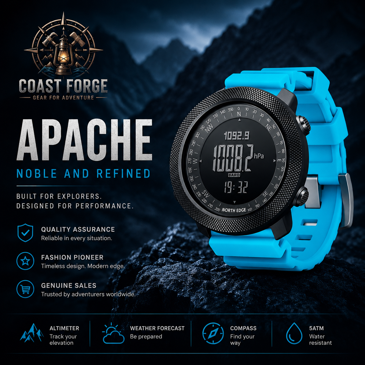 APACHE Outdoor Sportuhr für Trekking & Survival