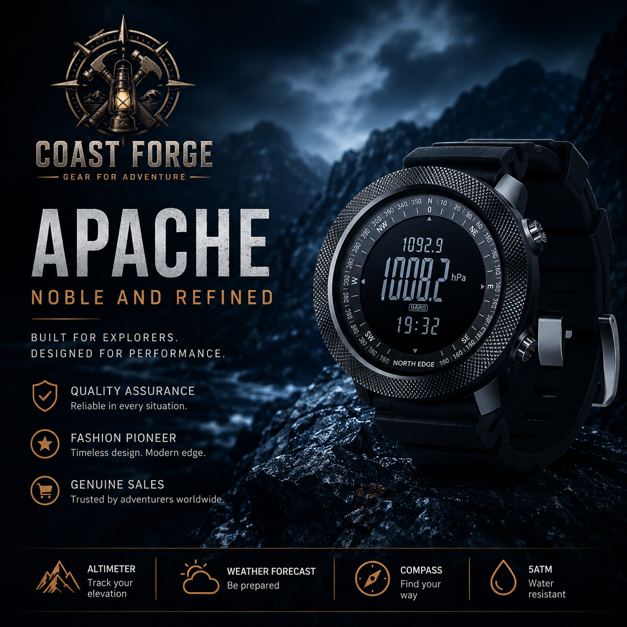 APACHE Outdoor Sportuhr für Trekking & Survival