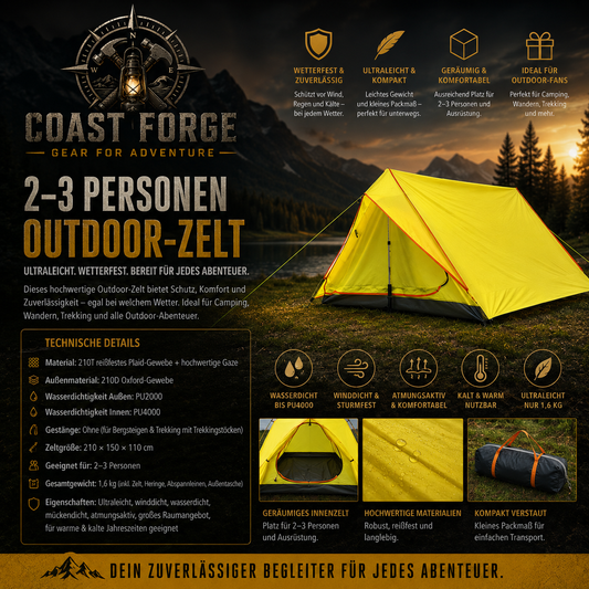 Ultraleichtes 2–3 Personen Zelt für Trekking & Camping