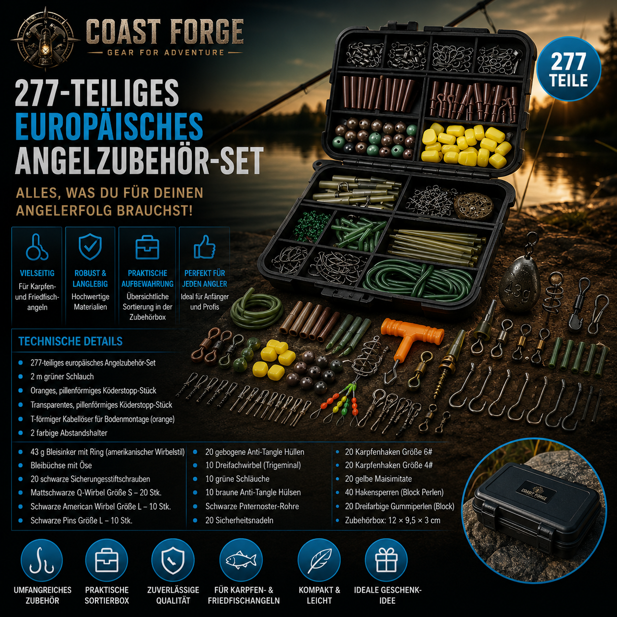 277-teiliges Europäisches Angelzubehör-Set