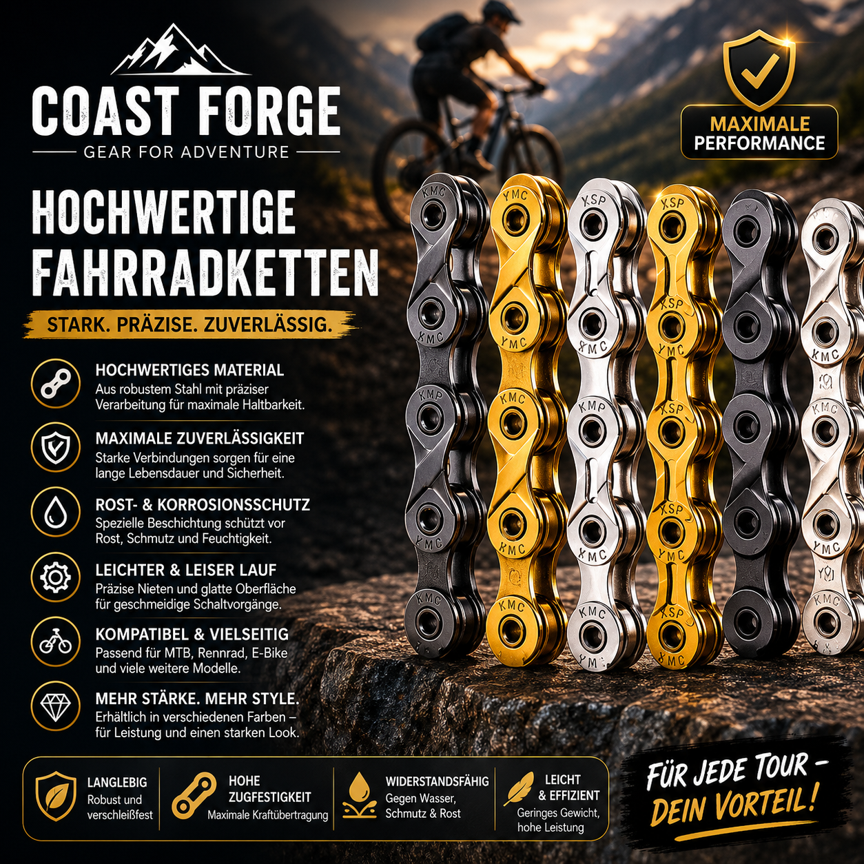 Premium Fahrradkette für MTB & Rennrad