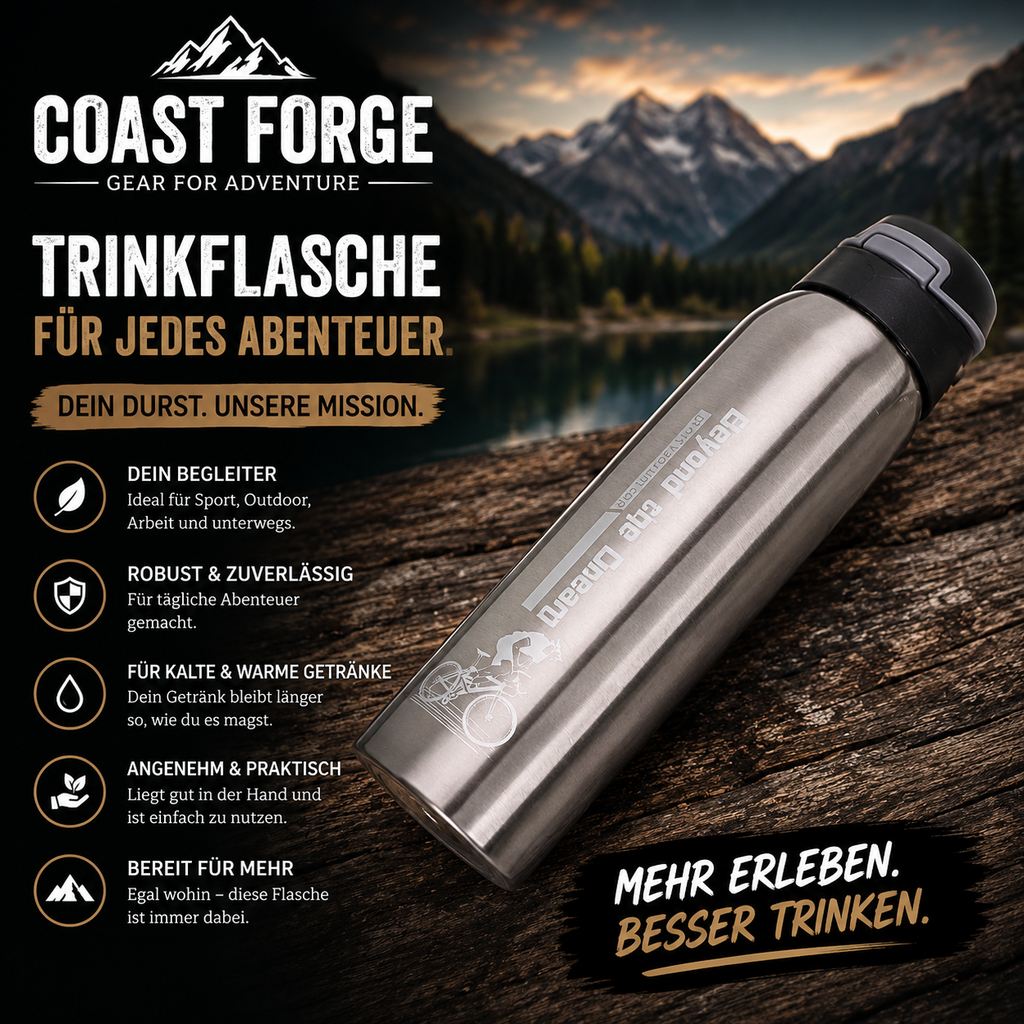 Edelstahl Trinkflasche für Outdoor, Sport & Alltag