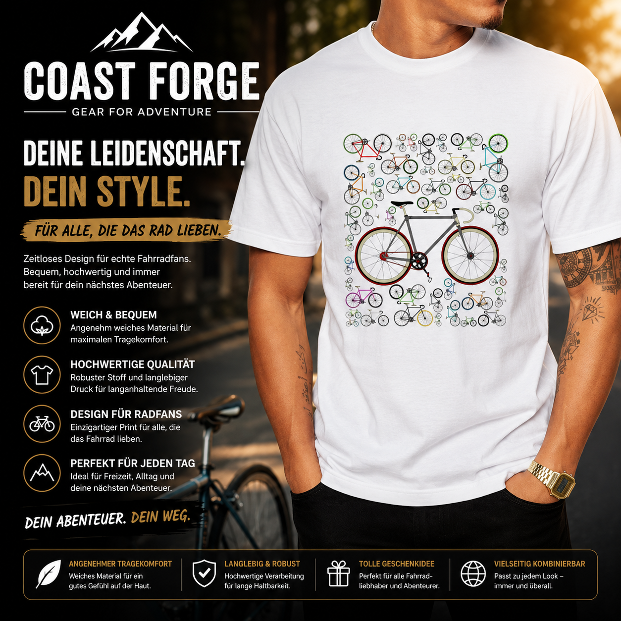 Vintage Fahrrad T-Shirt für Freizeit & Outdoor
