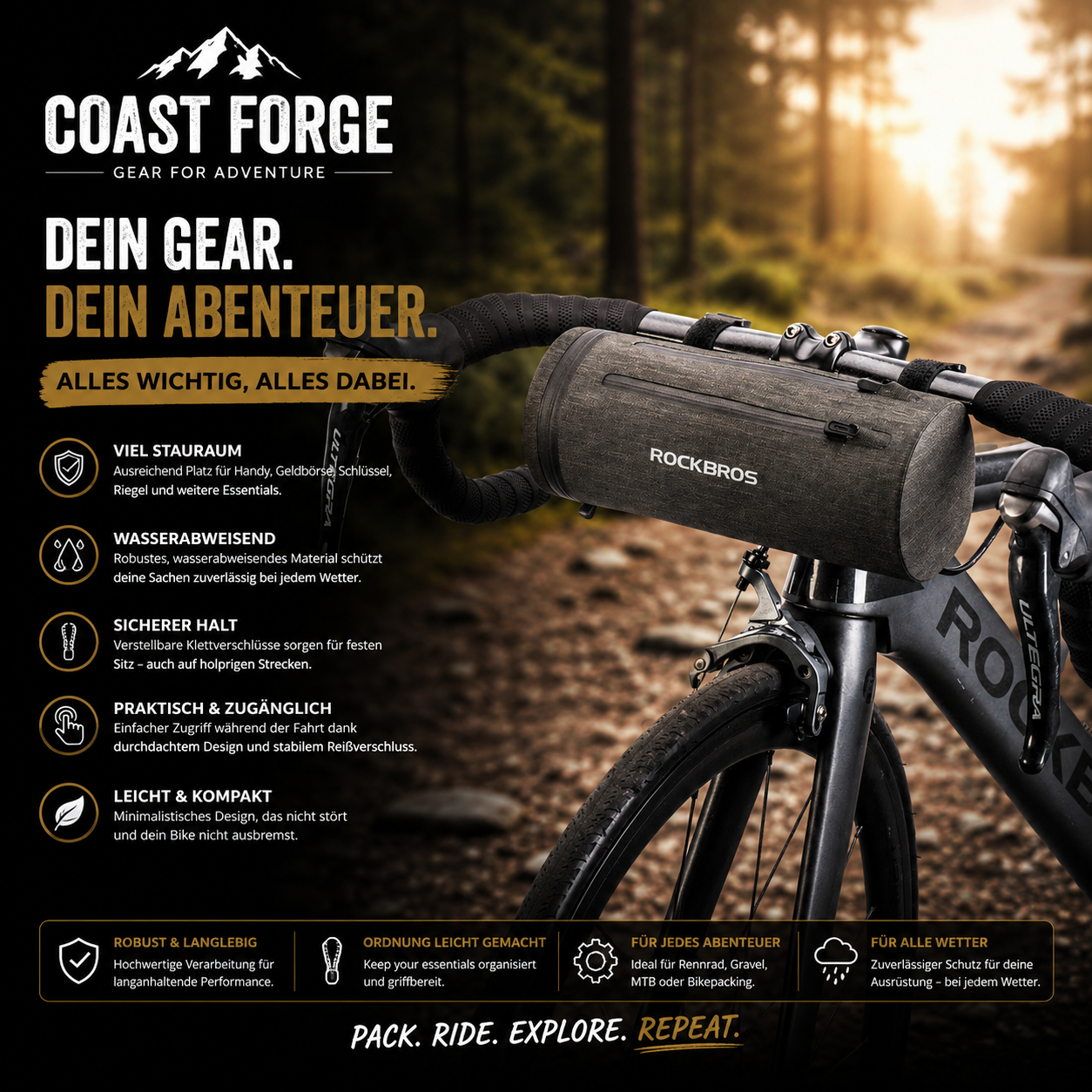 ROCKBROS Lenkertasche für Bikepacking & Touren