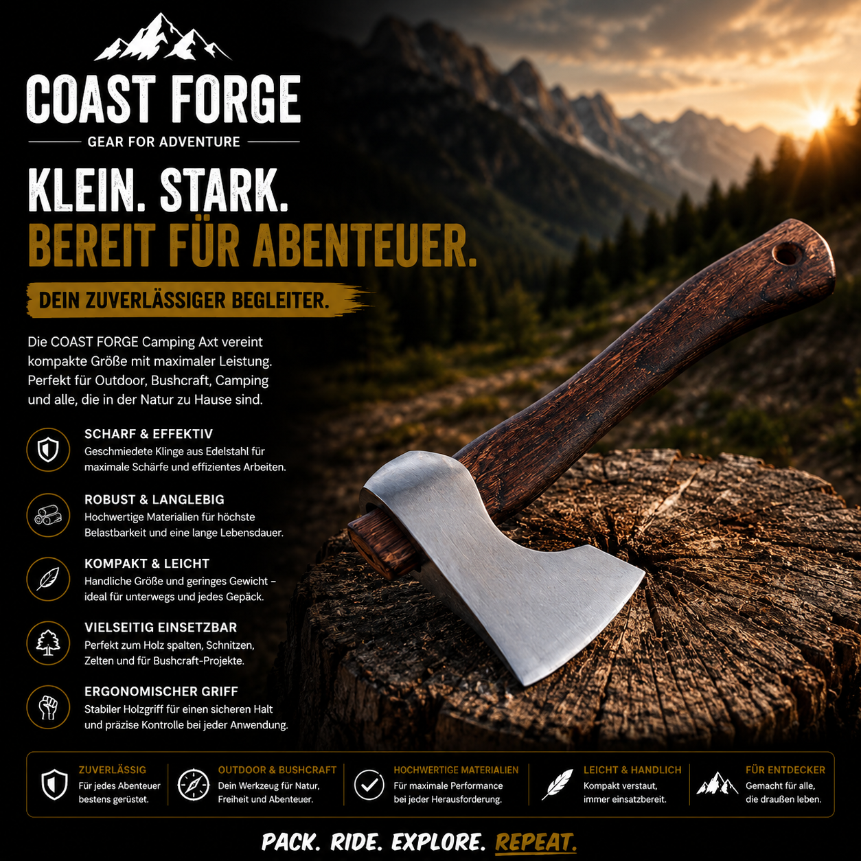 Kompakte Camping Axt für Outdoor & Survival