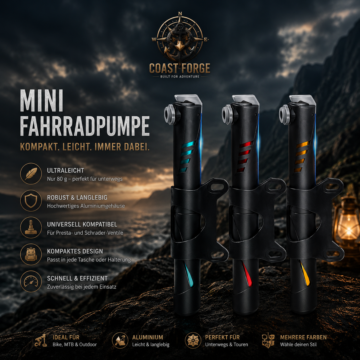 Mini Fahrradpumpe – Kompakt & leicht für unterwegs